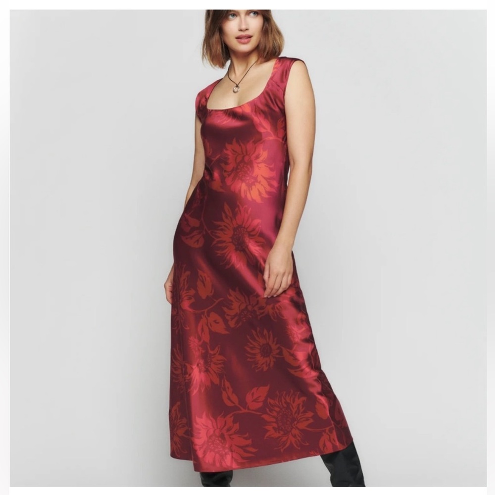 Reformation Hendrix Silk Dress in L